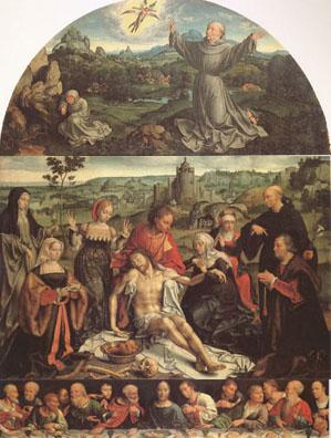 CLEVE, Joos van The Lamentation of Christ with the Last Supper(predella) and Francis Receiving the Stigmata(mk05) oil painting image